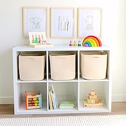 NaturalCozy Storage Cubes 11 Inch Cotton Rope Woven