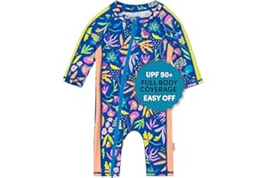 SwimZip Girls' Long-Sleeve UPF 50+ Swimsuit for Baby, Toddler, & Little Girls