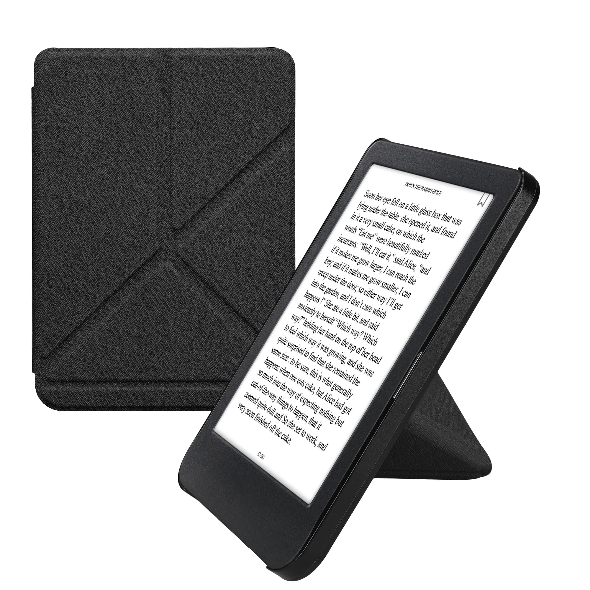kwmobile Origami Cover for Kobo Clara BW/Colour Case - Slim PU Leather eReader Cover with Stand and auto sleep funktion - Black