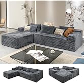 Boneless Couch Modular Sectional Sofa Cloud Corduroy Couch | Oversized Memory Foam Modular Boneless Sofa Compression Couches with Deep Seat for Living Room Bedroom, No Assembly