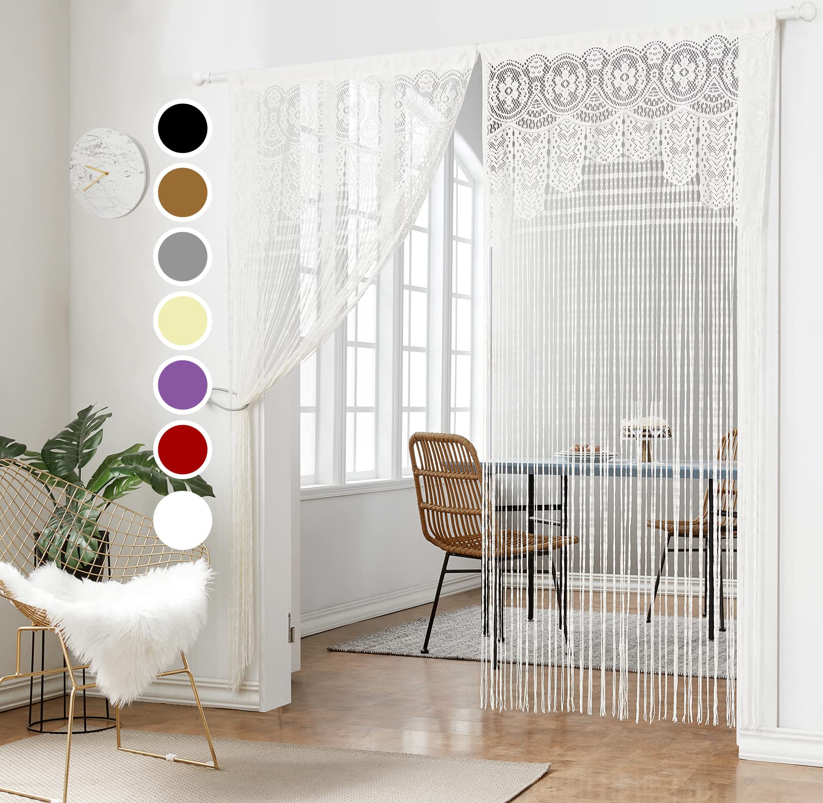 HSYLYM White Lace Net Lightweight Curtains Soft Fine Texture Delicate French Style Lace Curtains for Window and Living Room,White,90x200cm(35x78inch) — image 1