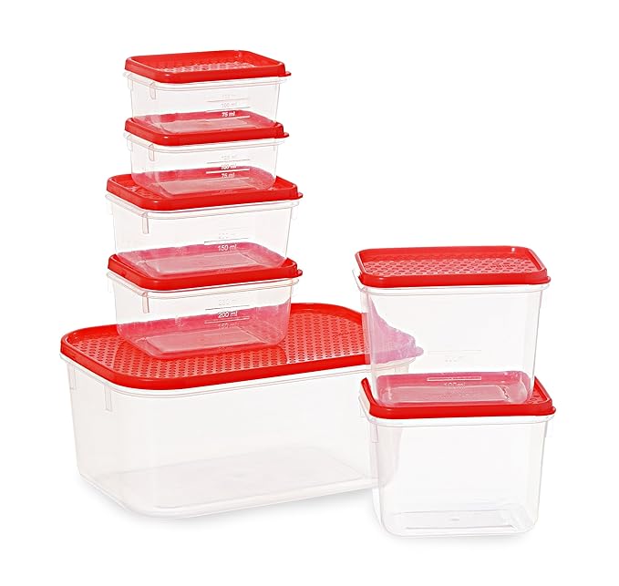 Buy All Time Plastics Polka Container Set, 7Pieces, Red Online at Low