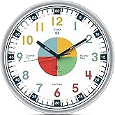 Kids Wall Clock - Learning Clock, Silent 10in, Classroom &amp; Homeschool | OWLCONIC Multicolor Wall Clock, Non-Ticking, Ages 3-13, Kids Room Clock, Homeschool &amp; Classroom Decor