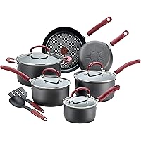 T-fal Ultimate Hard Anodized Dishwasher Safe Nonstick Cookware Set, 12-Piece, Red