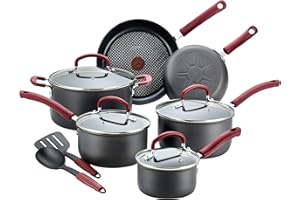 T-fal Ultimate Hard Anodized Nonstick Cookware Set 12 Piece Oven Broiler Safe 600F Pots and Pans, Dishwasher Safe Black