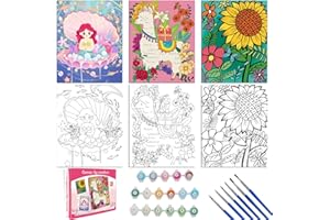 VOLMOP 3 Pack Paint by Numbers Kit for Kids, 10*8"Color by Numbers for Kids Framed Canvas with 17 Acrylic Paint Pots and 6 Brushes, Paint by Numbers for Kids Age 8-12, Crafts Art Supplies for Kids 9-12