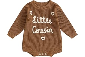 YOKJZJD Big Cousin Little Cousin Matching Outfits Newborn Baby Boy Girl Knitted Romper Toddler Chunky Sweater Fall Sweatshirt