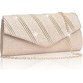 Larcenciel Women's Evening Handbags, Glitter Envelope Clutch Purses, Formal Ladies bag for Date Night Out Party,8.7×4.3x2.4in