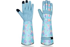 MERTURN Long Gardening Gloves for Women Thorn Proof Leather Garden Gloves Breathable Working Gloves for Women Yard Outdoor