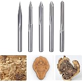 HUHAO V Groove CNC Wood Engraving Bit, 1/8 Shank, 20-90 Degree 0.1mm Carbdie Tip Engraving Bits,2 Flute Straight &amp; V-Bit Woodworking Carving Bit Tool for Plywood, MDF Lettering Sign Making