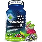 Men's Daily Multivitamin 50 Plus - Vegan Methylated Multivitamin for Men 50 and Over - Saw Palmetto, Biotin, Organic Superfoods, Lutein - Eye, Energy, Gut, Health Support - Easy to Swallow Capsules