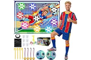 FANPROMS Upgraded Set Soccer Game Set, Indoor Outdoor Backyard Toss Soccer Goal Game with 2 Balls, 1 Flannel Target, Soccer S