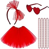 80s Women Tutu Costume Accessories Blue Tutu Women Striped Sock Sunglasses Lace Headband Skirt Necklace Halloween Mardi Gras