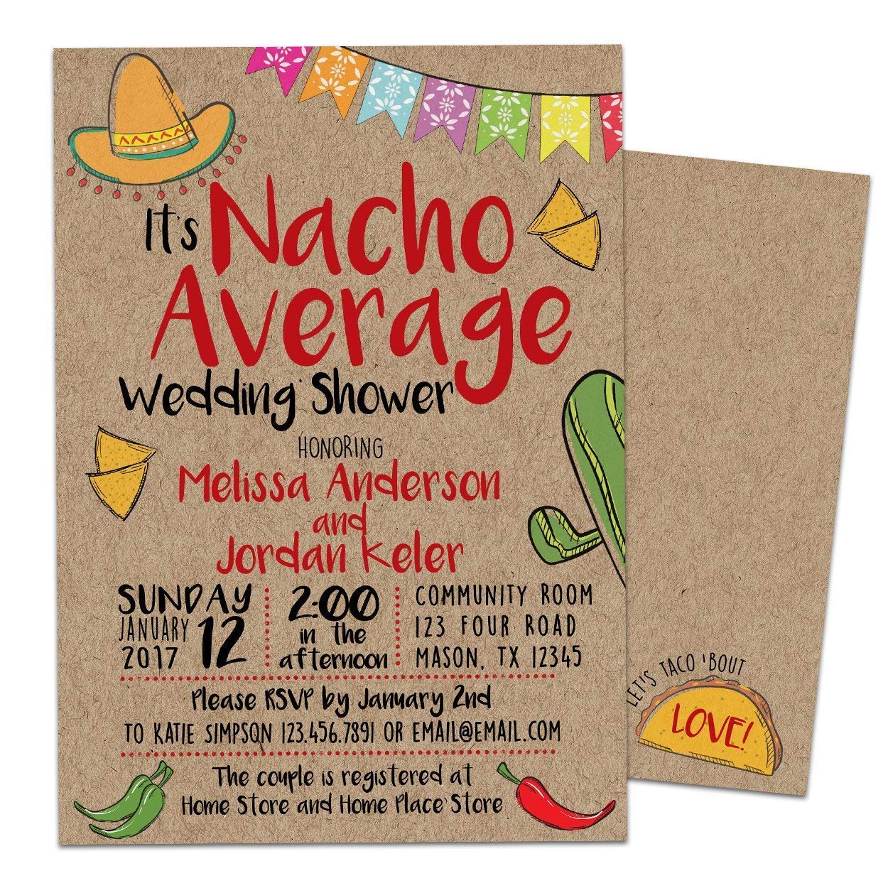 Nacho Average Bridal Shower Invitations Kraft Fiesta