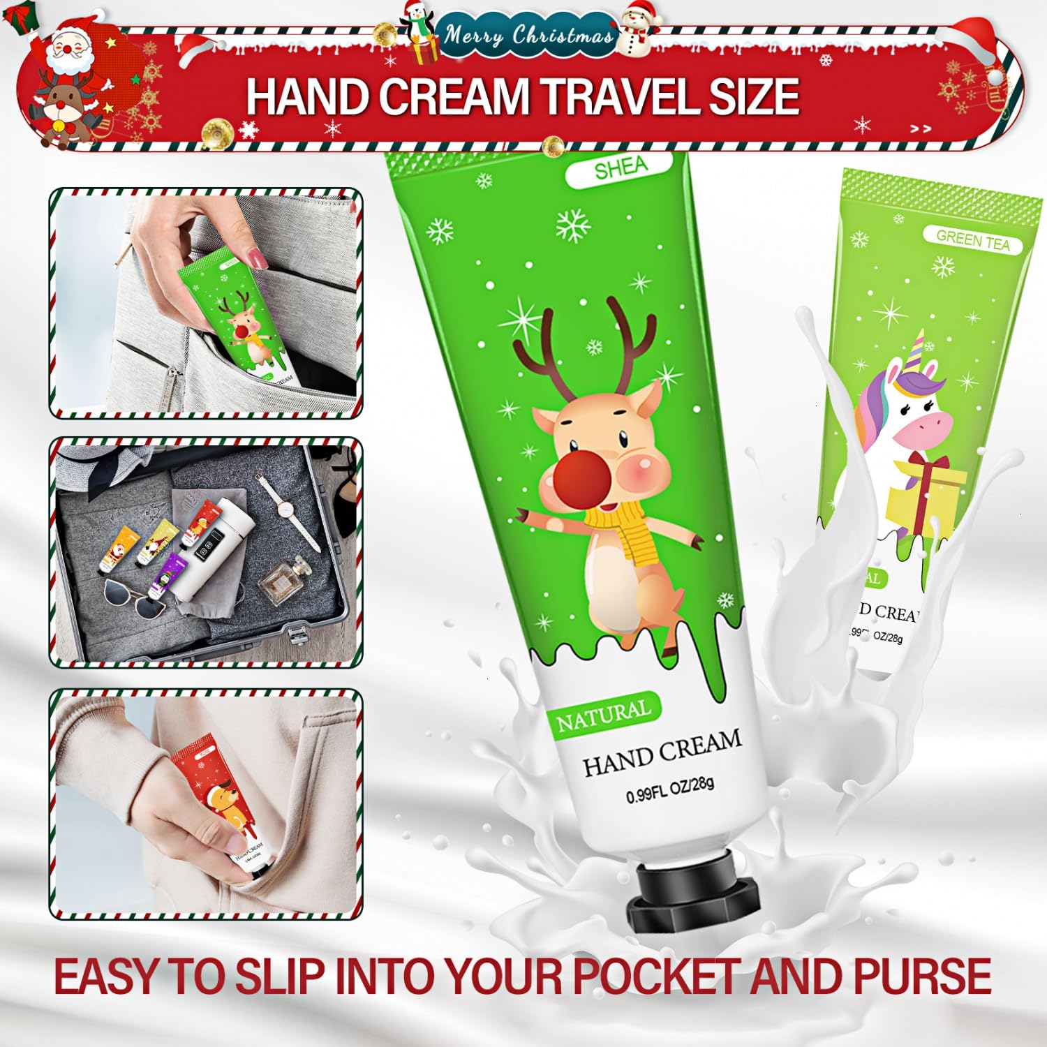 Hand Cream Gift Set Natural Plant Fragrance Shea Hand Lotion for Dry Cracked Hands Christmas Gifts for Women Mom Girls, Unique Christmas Stocking Stuffers, 8 Different Fragrances