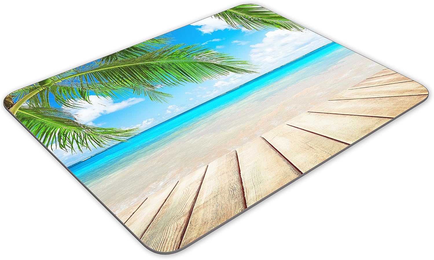 Destination Vinyl Ltd Beach Scene Mouse Mat Pad - Palm Tree Tropical Island Computer #13251, Multicolor, 23.5cm x 19.6cm x 5mm - Image 4