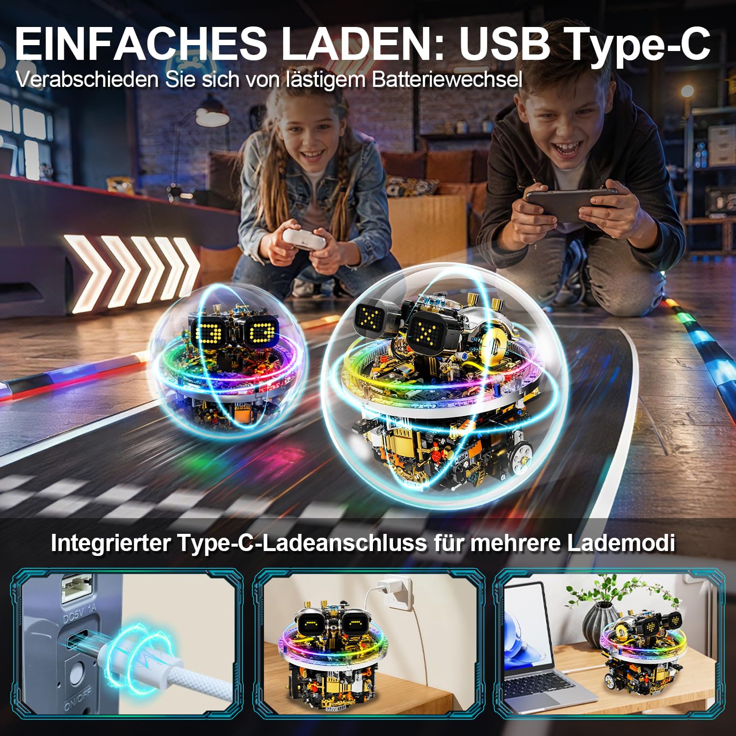 Roboter Kinder Technik, 804 PCS RC Klemmbausteine Roboter Spielzeug, RC Robot mit Cyberpunk-Lichter&LED-Augengesichter, Programmierbare Rollmechanik-Technologie, Spielzeug technic ab 8 10 12 18 Jahre 5