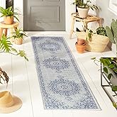 Nicole Miller New York Patio Country Azalea Transitional Medallion Indoor/Outdoor Area Rug, Grey/Blue, 1'9"x7'2"
