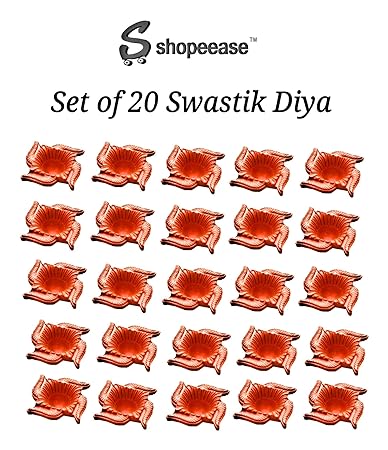 Shopeease Clay Decorative Swastik Diya (Brown)