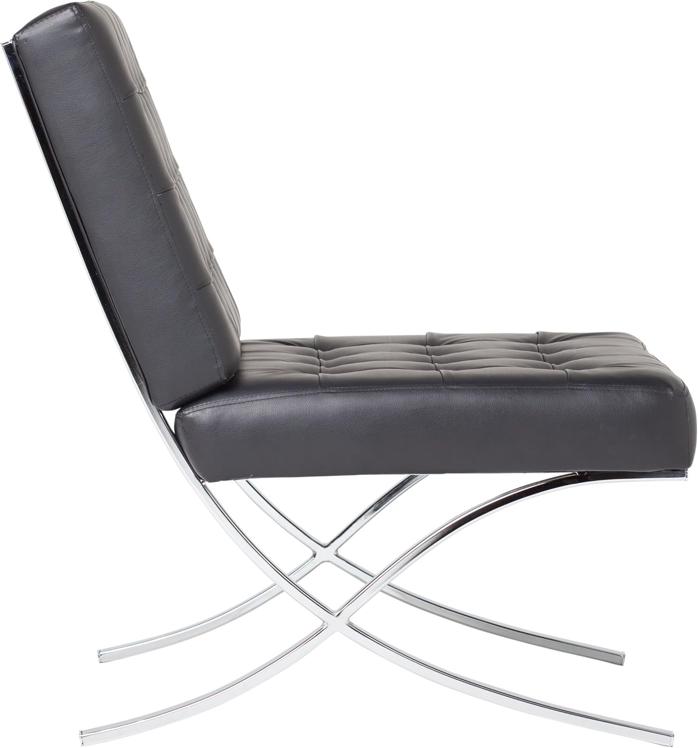 Studio Designs Home Modern Atrium Accent Chair Lounge Chair for Living Room Bedroom, Bonded Leather, Black, 72008: Furniture & Decor