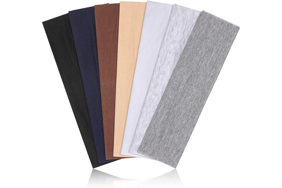 DiyJibb Headbands for Women, Stretchy Non Slip Soft Cotton Cloth Hair Bands for Sports, Workout, Yoga and Running, 7pcs