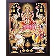HandicraftStore Lakshmi with Ganesha and Saraswati at Night View, Poster Painting with Frame, Must for Home/Office/Decor Purpose