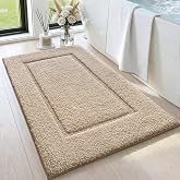 DEXI Bath Mat 36x24, Soft Absorbent Bathroom Rugs Non Slip, Beige | Thick Plush Microfiber Bathmat, Machine Washable &amp; Quick Dry, Rubber Back Rug for Shower, Tub, Sink