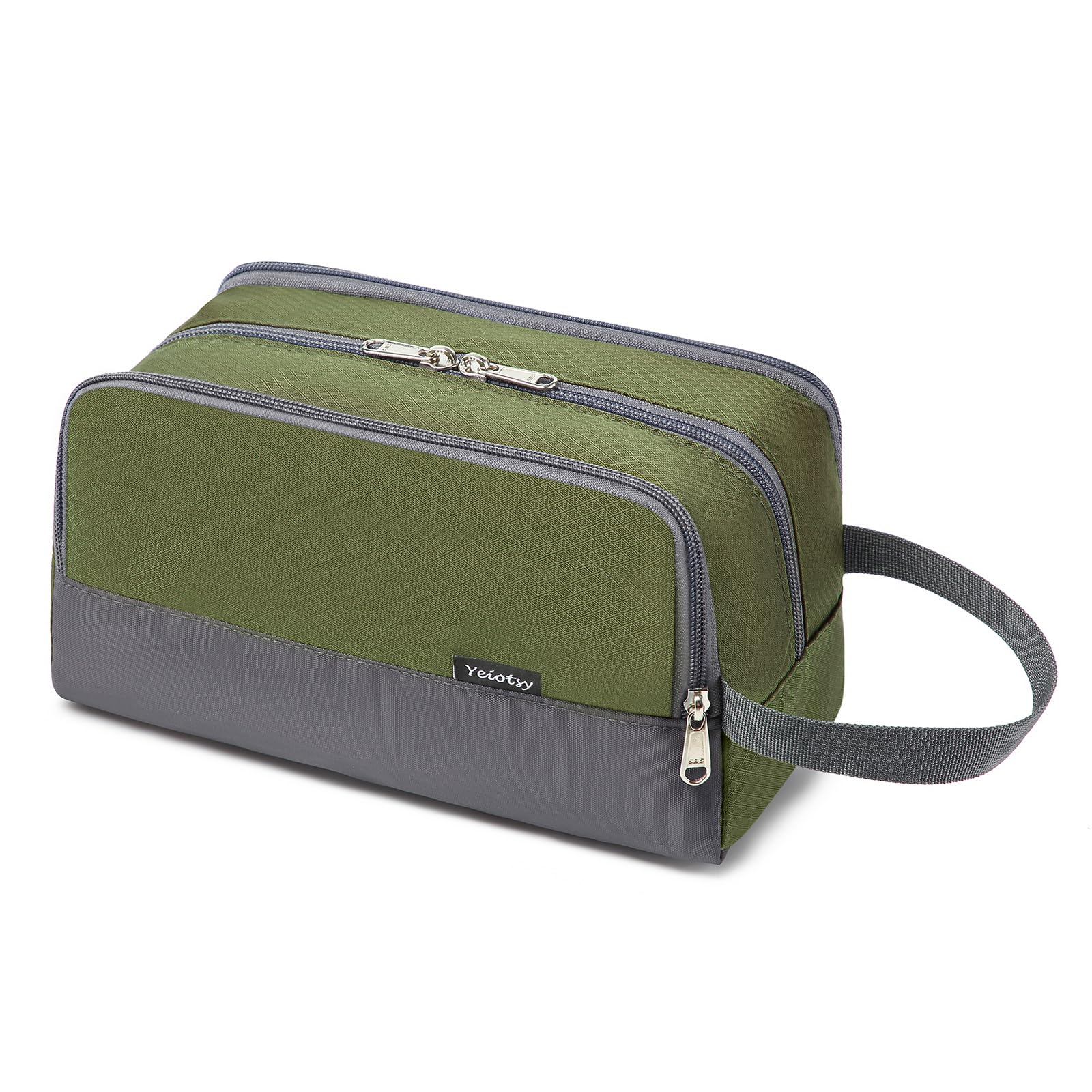 Yeiotsy Boys Toiletry Bag, Kids Travel Wash Bag, Compact Water-Resistant Organiser with Mesh Pockets for Gym, Camping, Hiking (Army Green)