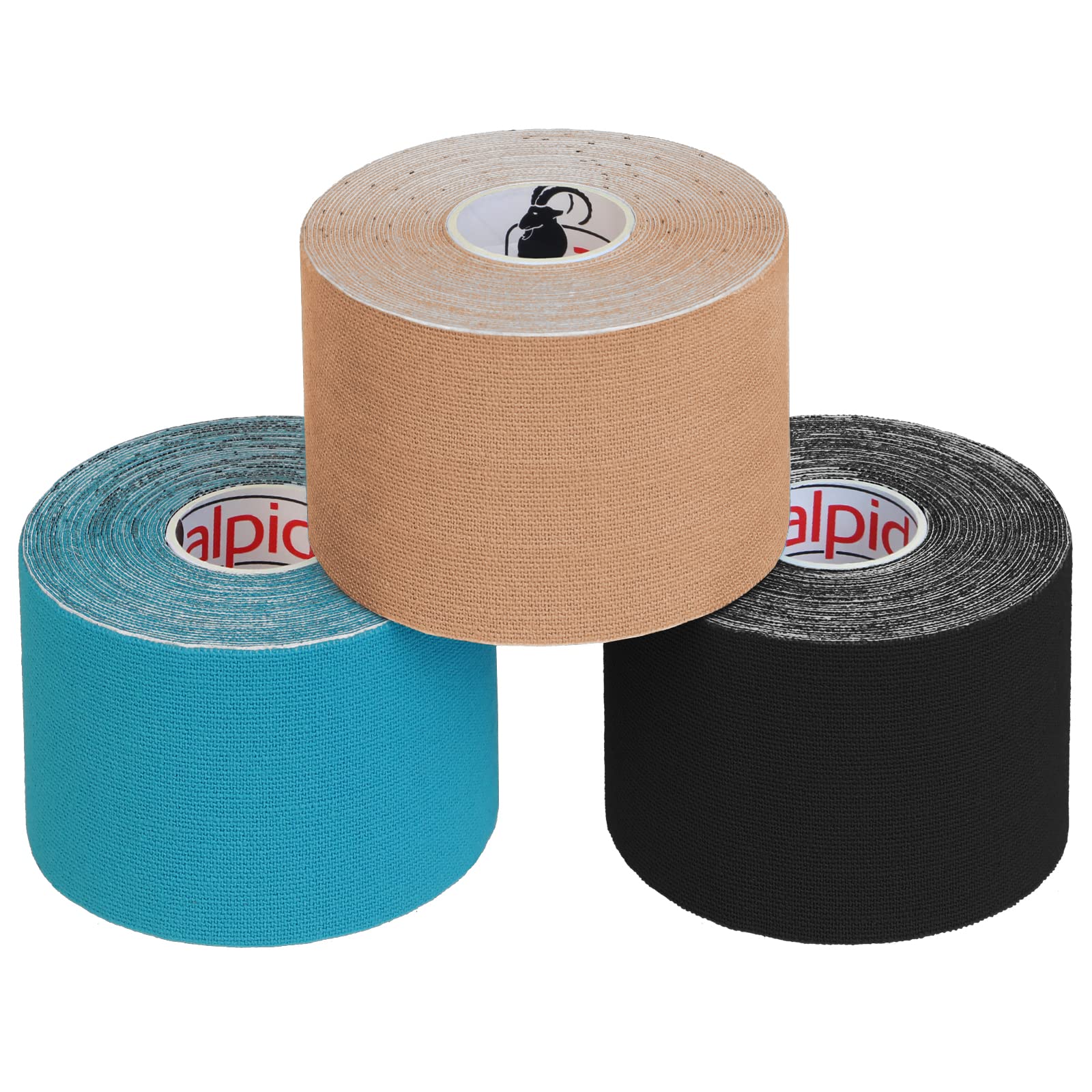 ALPIDEX Kinesiology Tape 1/3/ 6/12 Rolls Many Colors 5 m x 5 cm Application Examples E- Book Skin Friendly Muscle Support Elastic Strapping Tape, Colour:Assorted Colours, Quantity:3 Rolls
