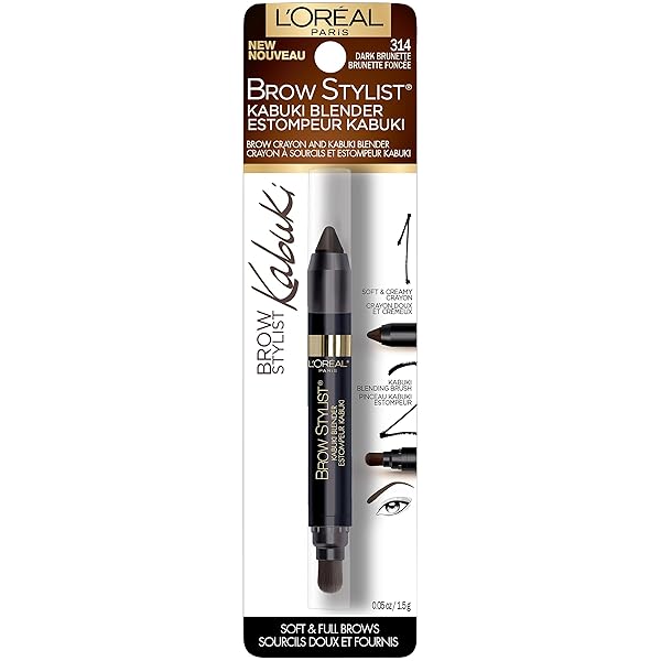 L’ORÉAL PARIS BROW STYLIST KABUKI BLENDER BROW CRAYON, DARK BRUNETTE, 0.05 OZ.