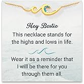 STORYJEWELLERY Friend Christmas Gifts For Women, Wave Necklace, Birthday Gifts For Friends Female, Friendship Jewelry, Xmas Present