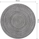 SHACOS 38cm Round Placemats Set of 6 Grey Woven Heat Resistant view 8