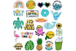 Yaveron 22Pcs Summer Iron on Patches Vsco Vintage Embroidered Patches Cute Hawaiian Applique Patches for Clothing Backpacks Jeans Hats