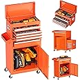 INTERGREAT Rolling Tool Chest, 5-Drawer Tool Box Organizer w/Lockable Wheels & Sliding Drawers & Detachable Top, Tool Storage Cabinet for Garage Workshop (Orange)