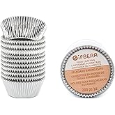 Gifbera Standard Silver Foil Cupcake Liners Metallic Paper Muffin Baking Cups 200-Count (Silver)