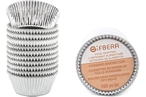 Gifbera Standard Silver Foil Cupcake Liners Metallic Paper Muffin Baking Cups 200-Count (Silver)