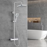 FORIOUS Thermostatic Shower Mixer Set Stainless Steel Bar Rainfall 25cm view 1