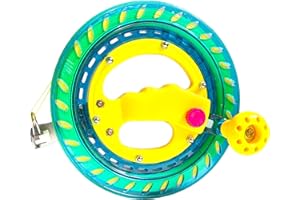 Flying Hoofer Kite Reel Winder for Adults & Kids - 7.2 Inch Dia, 650FT High Strength Kite String with Connector - Large Handle, Safety Lock, Kite Line Winder for Effortless Flying and Control.(Green)