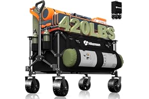 Hikemoon 150L Collapsible Wagons Carts Foldable, 420LBS Heavy Duty Folding Beach Cart with Big All-Terrain Wheels, Portable U