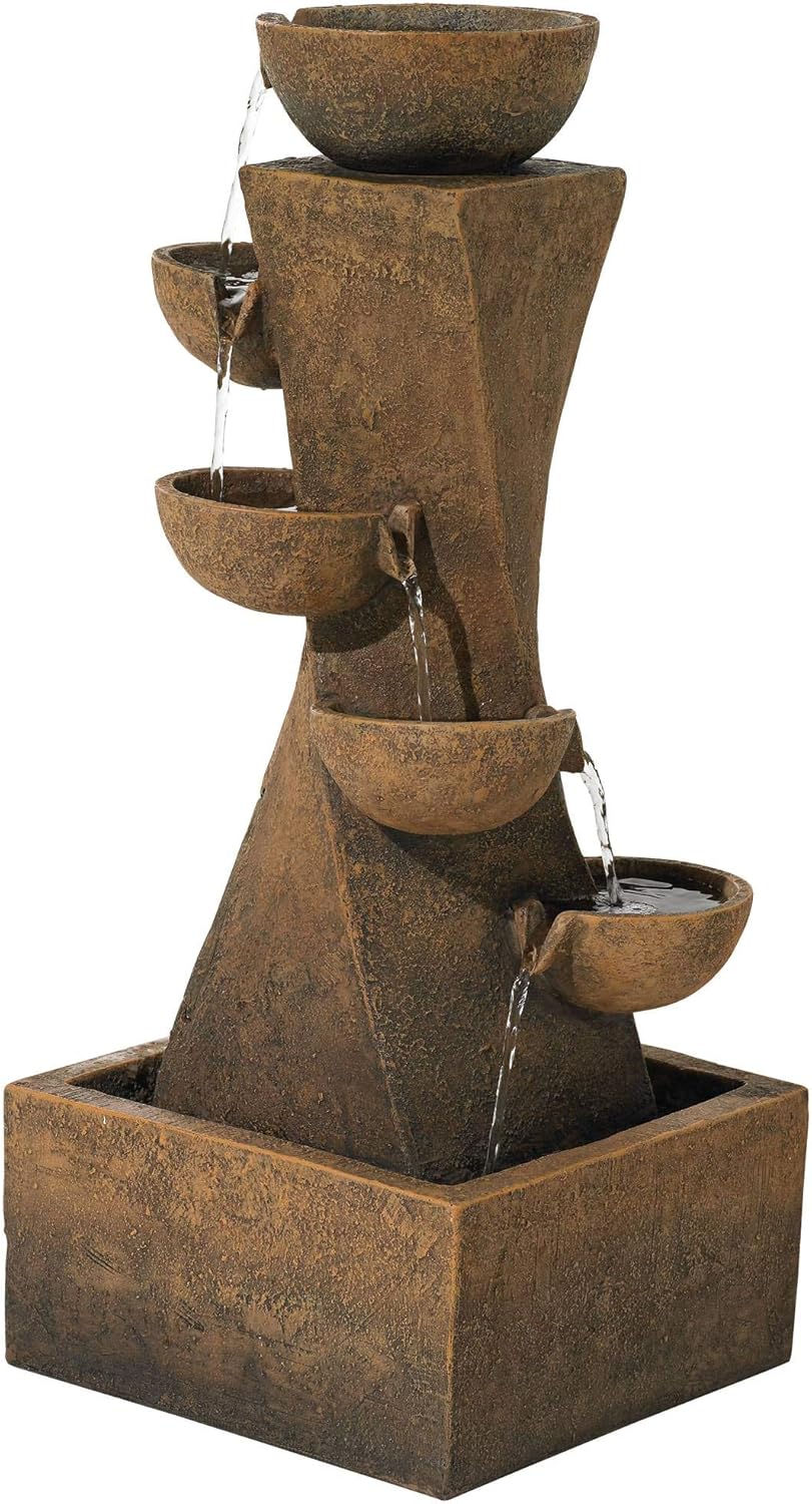 John Timberland Cascading Bowls Rustic Outdoor Floor Water Fountain with Light LED 27 1/2" High for Yard Garden Patio Deck Home: Home & Kitchen