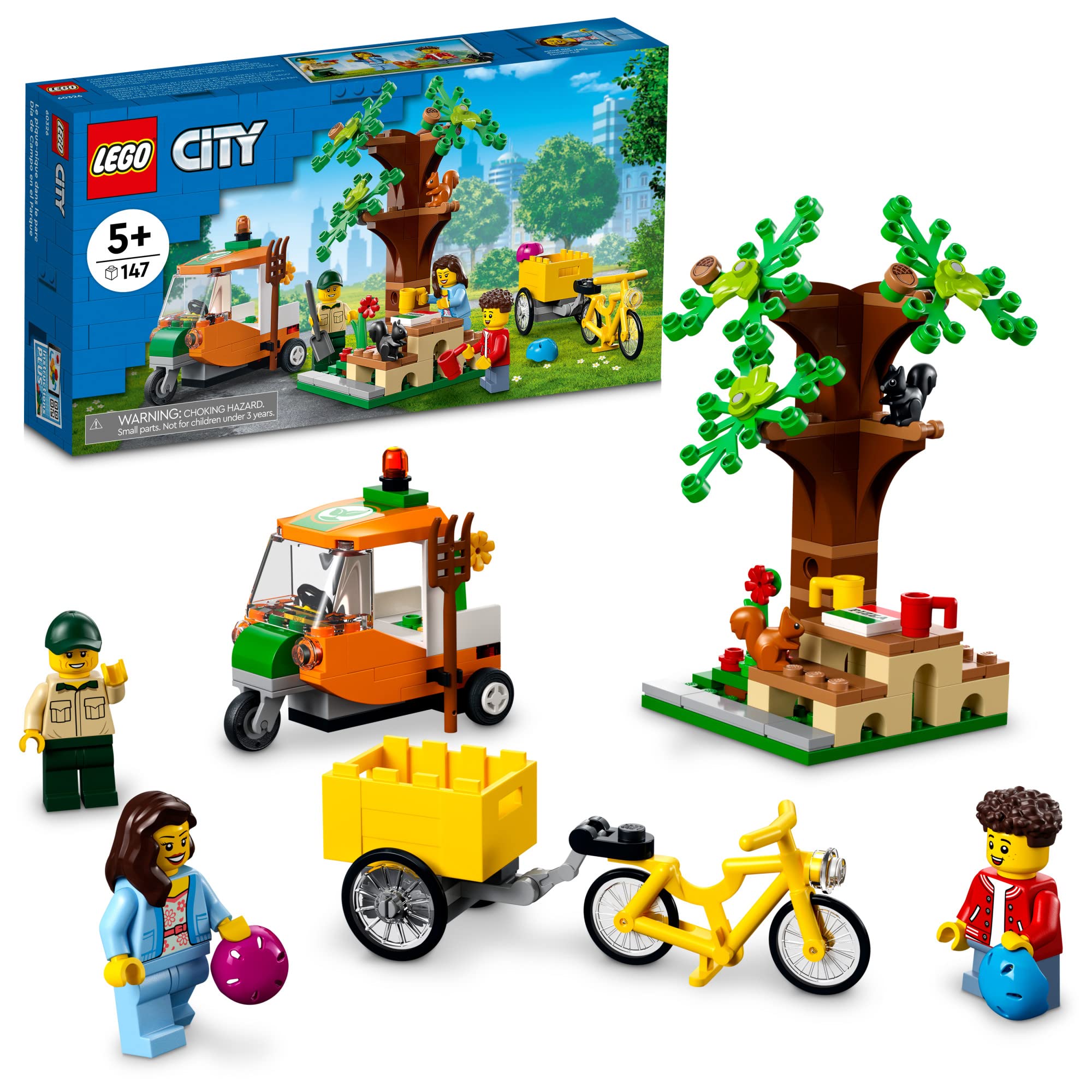 LEGO City Picnic in The Park 60326 Building Kit for Kids Aged 5 and Up; Includes 3 Minifigures and 2 Squirrel Figures (147 Pieces), Medium