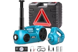 SEESII Electric Car Jack Kit: 5 Ton 12V Hydraulic car Jack with Impact Wrench and Tire Inflator Pump, 17.7 Inch Lift Range 3in1 Floor Jack Lift for SUV MPV Sedan Truck Change Tires Garage Repair