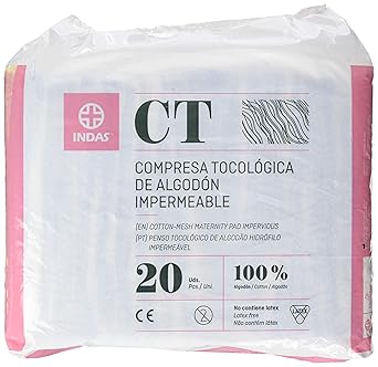 INDAS, Compresa Tocológica Algodón Impermeable, 20 unidades: Amazon.es