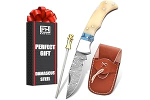 FH KNIVES Damascus Steel Pocket Folding Knife with Clip - Handmade Custom knife - Damascus Pocket knife for Men – Cool Pocket Knife Good For Camping Hunting Fishing Indoor & Outdoors Activities