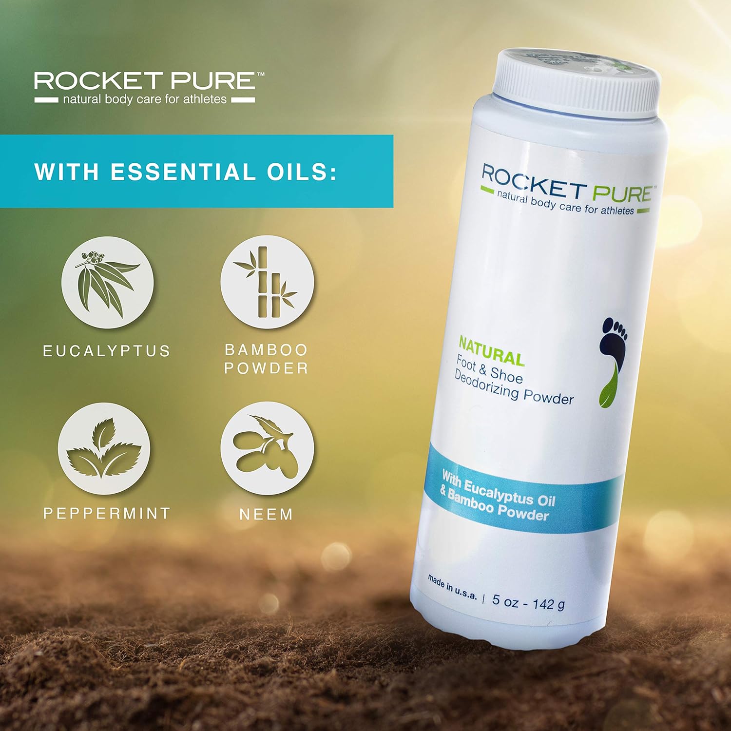 Natural Foot & Shoe Odor Eliminator Powder - For Athletes, Men, Women & Kids | Remove, Control & Prevent Smell from Feet & Shoes with Powerful Essential Oils - 5oz Bottle - Eucalyptus : Beauty