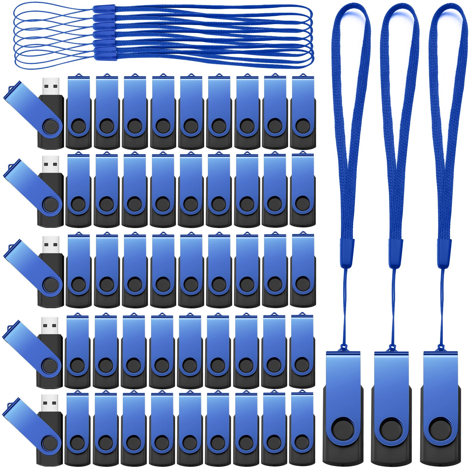 Photo 1 of Aoriher 50 Pack USB 2.0 Flash Drives Bulk, Portable USB Thumb Drives with Lanyards, Swivel Flash Drives Thumb Drives for Office School Data Storage (2GB)