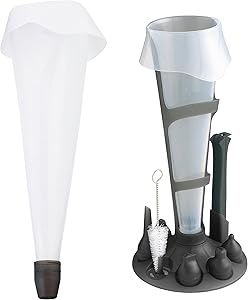 Mastrad Pastry Bag Set - Reusable Silicone Pastry Set Includes 6 Interchangeable Nozzles and Stand For Easy Refilling/Storage