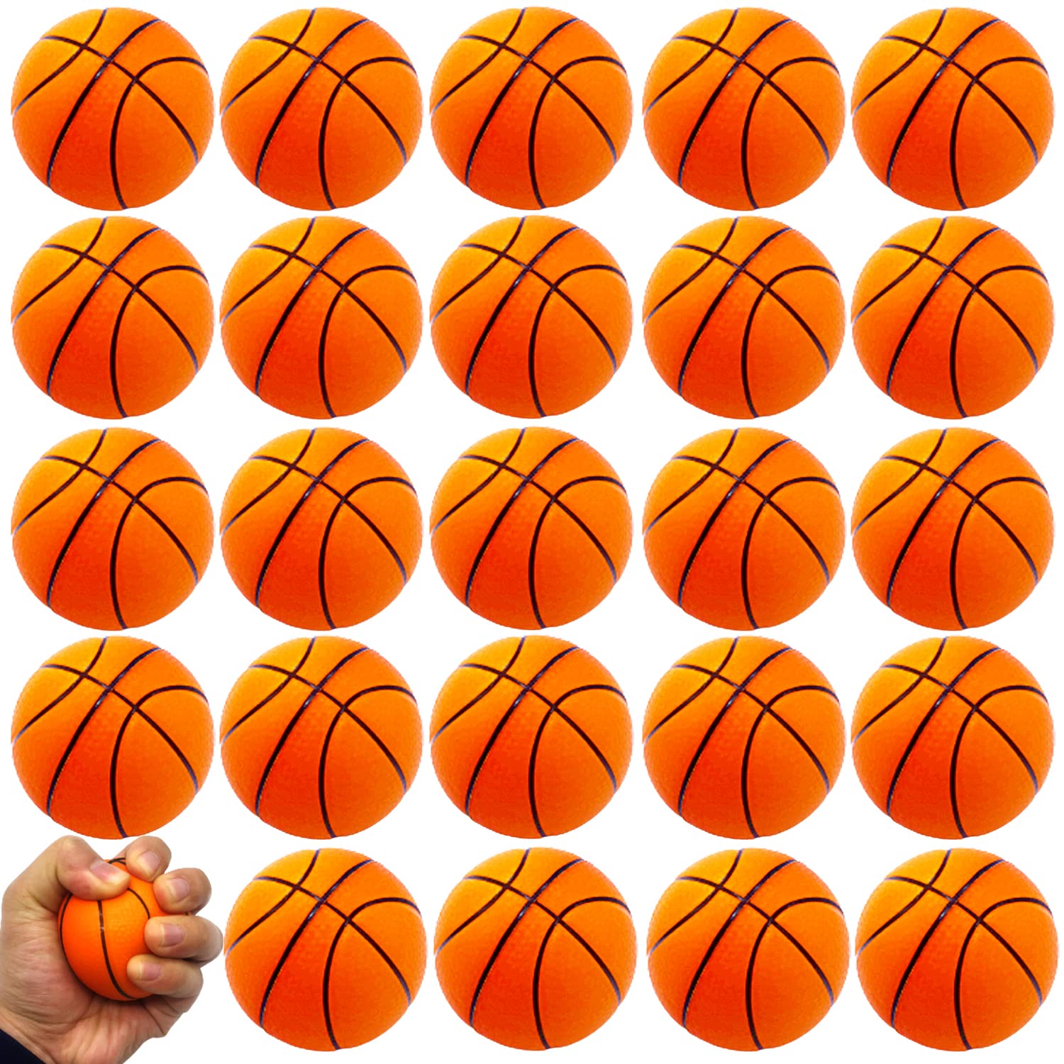 Photo 1 of 24 Pack 2.5 Inch Basketball Stress Ball,Mini Foam Squeeze Sports Balls for Sport Theme Party Favor,Kids School Reward,Anxiety Relief