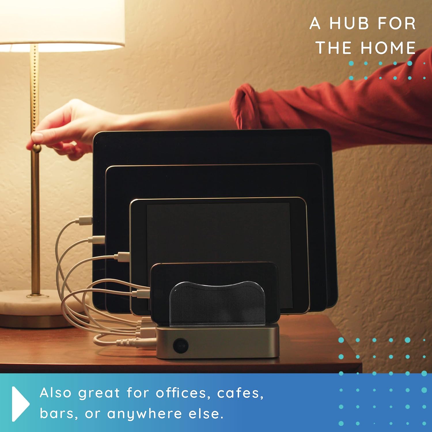 Hercules Tuff Charging Station for Multiple Devices, with 6 USB Ports, Compatible with Cell Phones, Smart Phones, Tablets, and Other Electronics