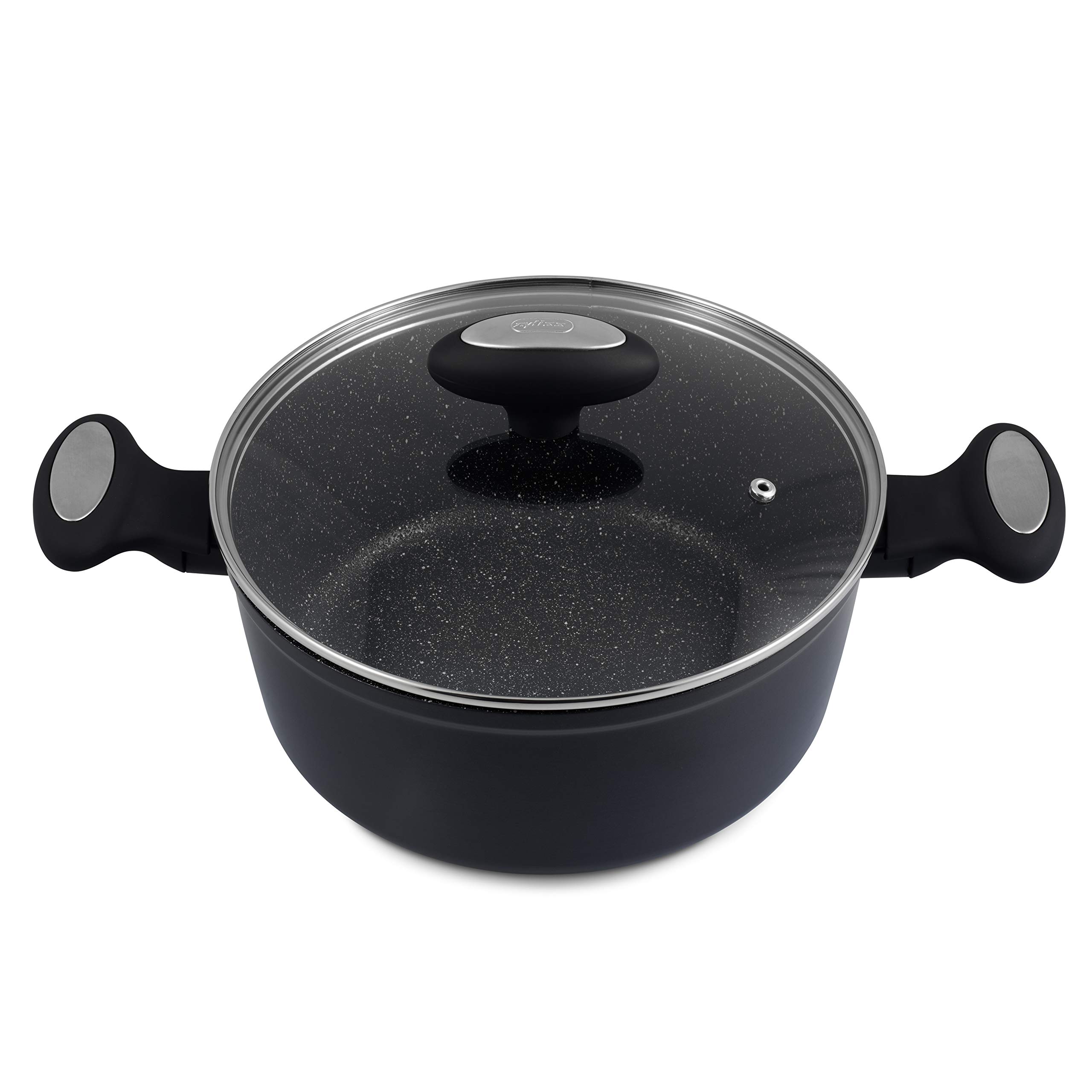 Zyliss E980142 Ultimate Non-Stick Stock Pot with Lid, Forged Aluminium, Rockpearl Plus Technology, Suitable for All Hobs, Black, 24 cm, 4 l